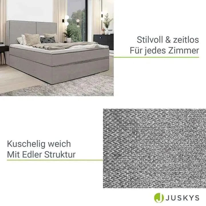 Boxspringbett Detroit - Chenille-Stoff 180x200 cm Grau