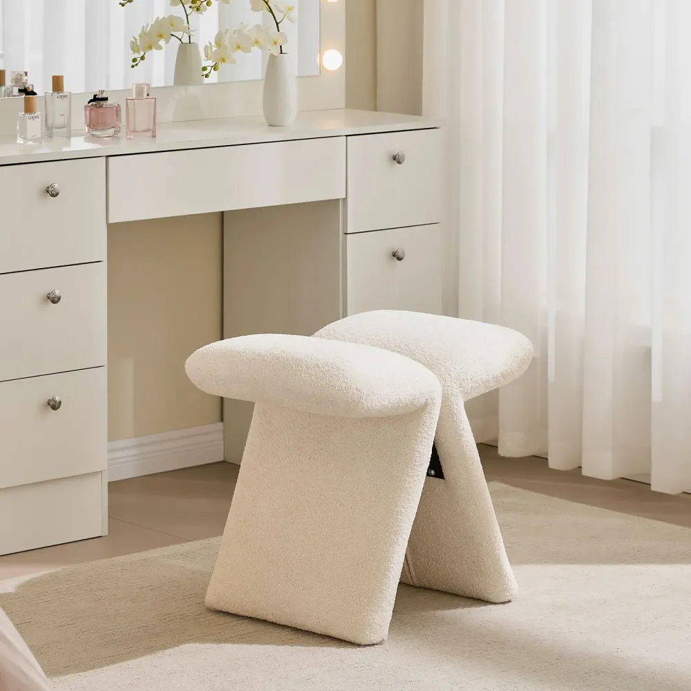 Faye Butterfly Schminktisch-Hocker – Designer Edition Creme