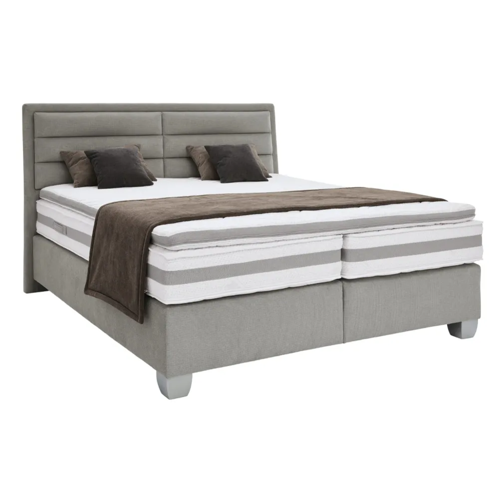 Musterring Boxspringbett Felina Basic 180 x 200 cm, mit Stoffbezug Drell, D041 Beige-Grau