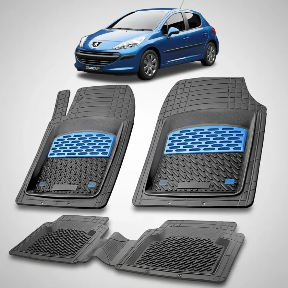 Fußmatten und Ablage für Peugeot 207 Schrägheck (5-Türer, Baujahre 2006–2009) – Blau