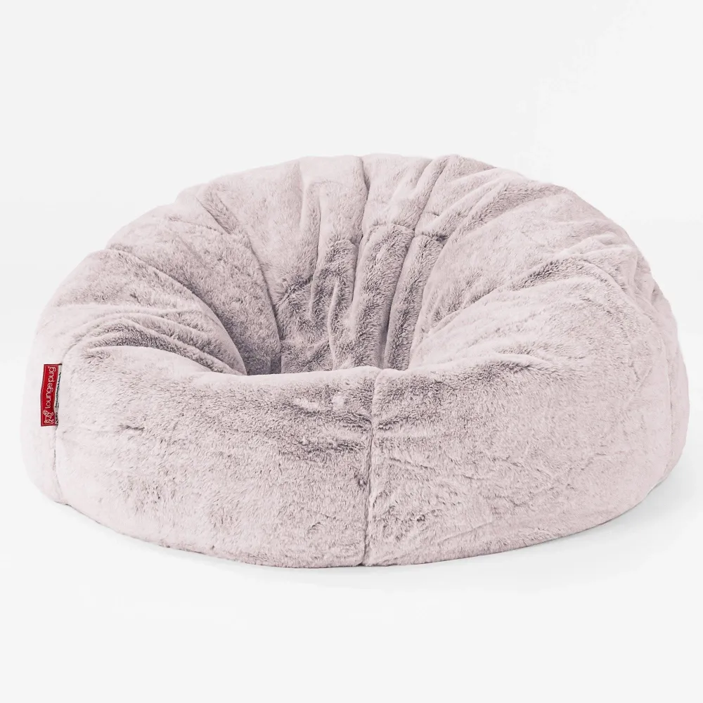 CloudSac 200 XXL Memory-Schaum Kinder Sitzsack 2-12 jahren - Kaninchen Kunstfell Pastellrosa