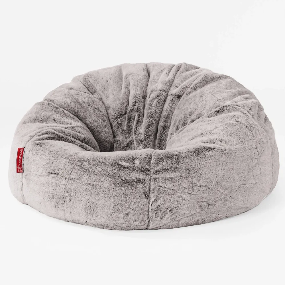 CloudSac 200 XXL Memory-Schaum Kinder Sitzsack 2-12 jahren - Kaninchen Kunstfell Hellgrau