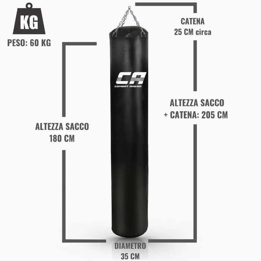 Langer Sack Combat Arena Training PRO 60 Kg Schwarz
