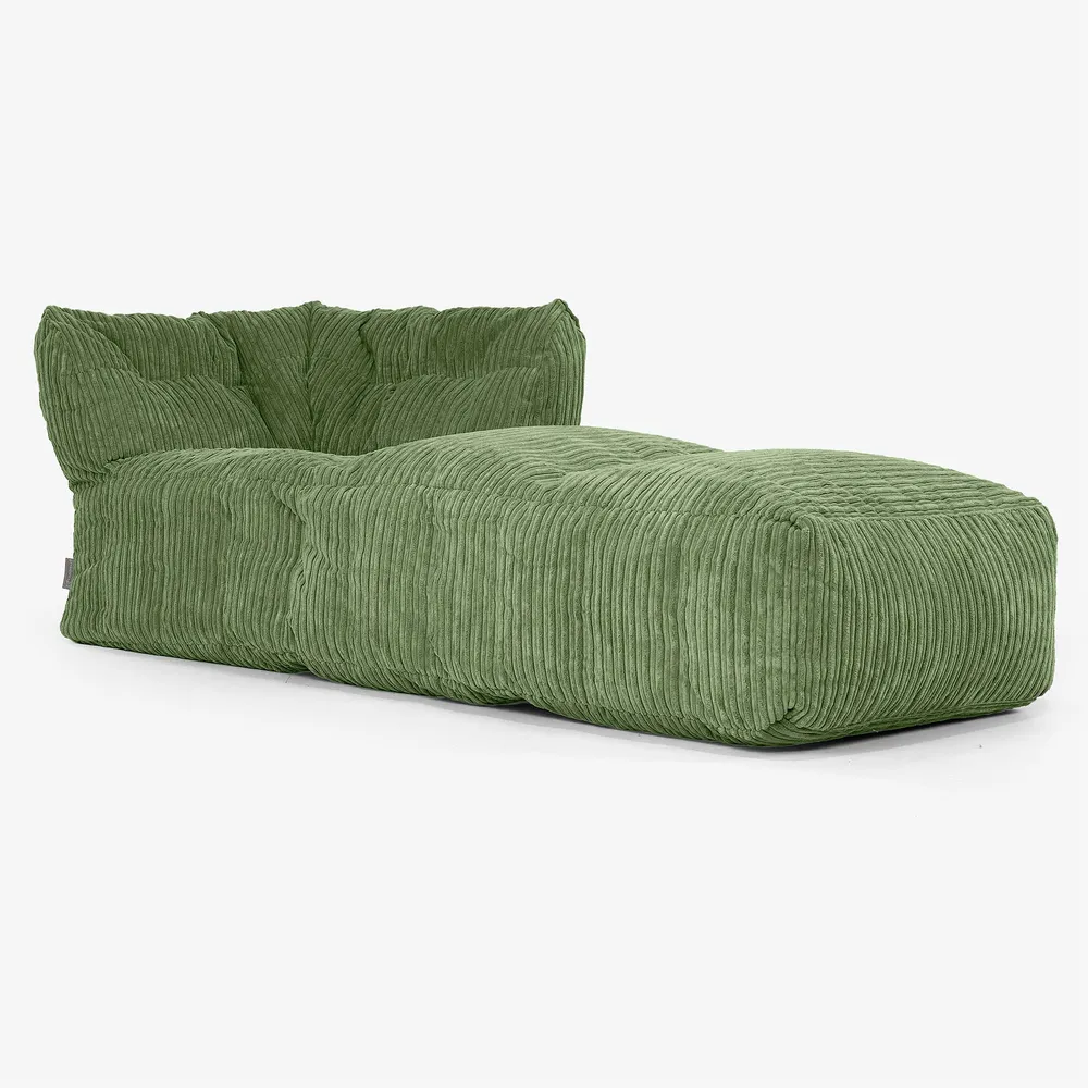 Modulares Sofa Sitzsack, Rechte Chaiselongue - Cord Nadelwaldgrün