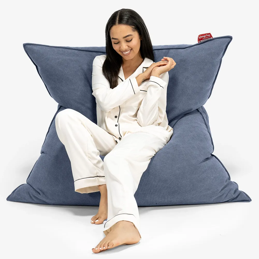 Sitzsack XXL - Stonewashed-stoff Marineblau