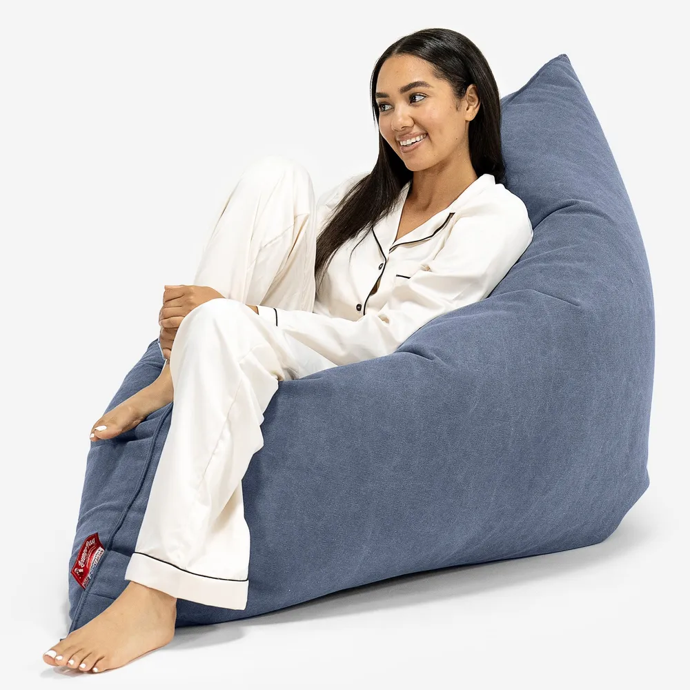Sitzsack XXL - Stonewashed-stoff Marineblau