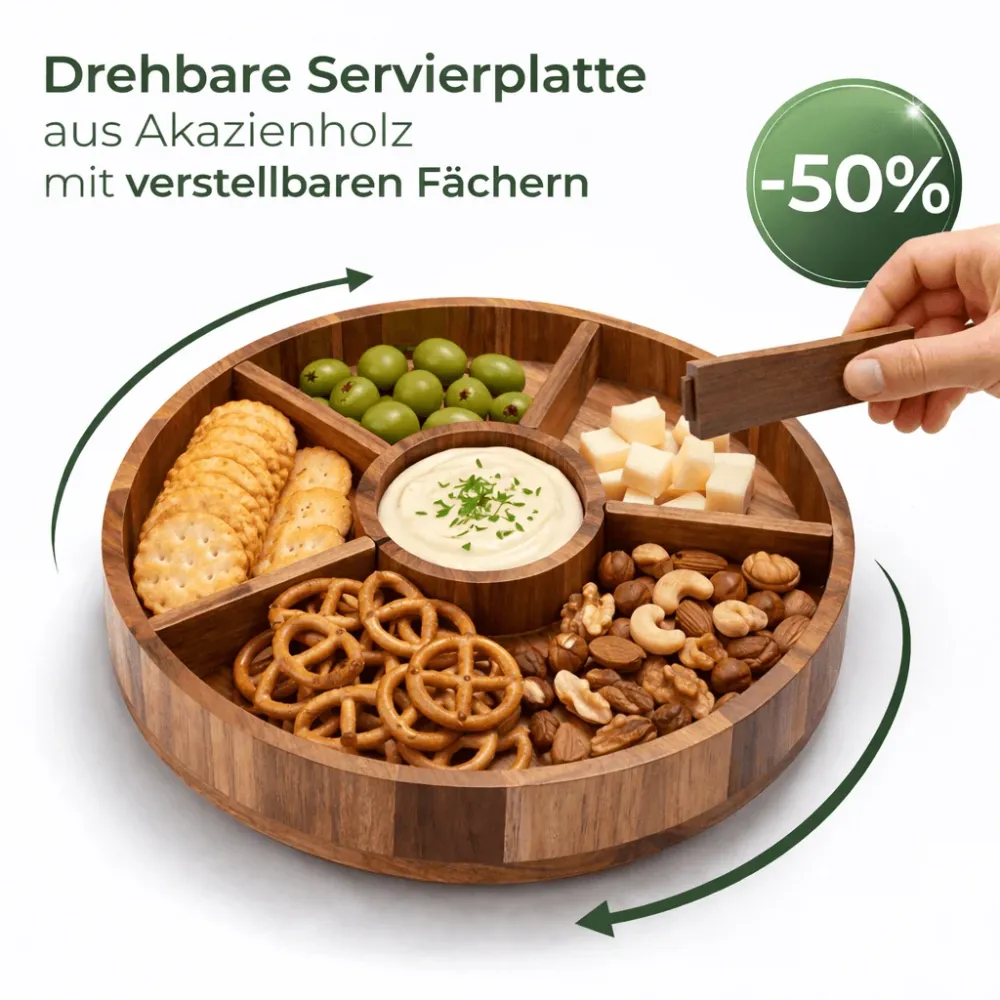 Drehbare Servierplatte aus Holz