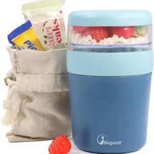 Bugucat Müslibecher to Go 650ml mit Stoffbezug und Löffel