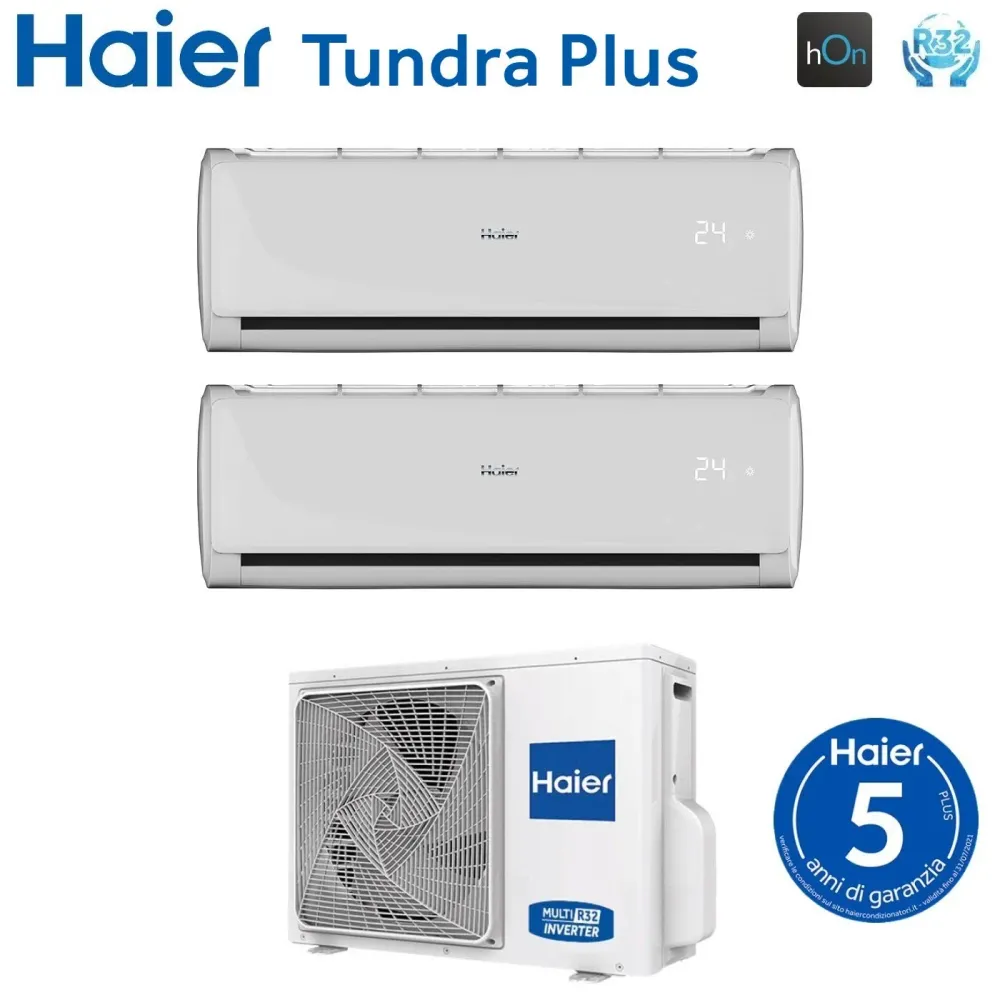 Climatizzatore Condizionatore Haier Dual Split Inverter serie TUNDRA PLUS 12+12 con 2U50S2SM1FA R-32 Wi-Fi Integrato 12000...