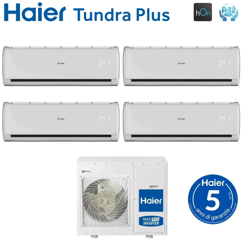 Climatizzatore Condizionatore Haier Quadri Split Inverter serie TUNDRA PLUS 7+7+7+12 con 4U75S2SR3FA R-32 Wi-Fi Integrato...