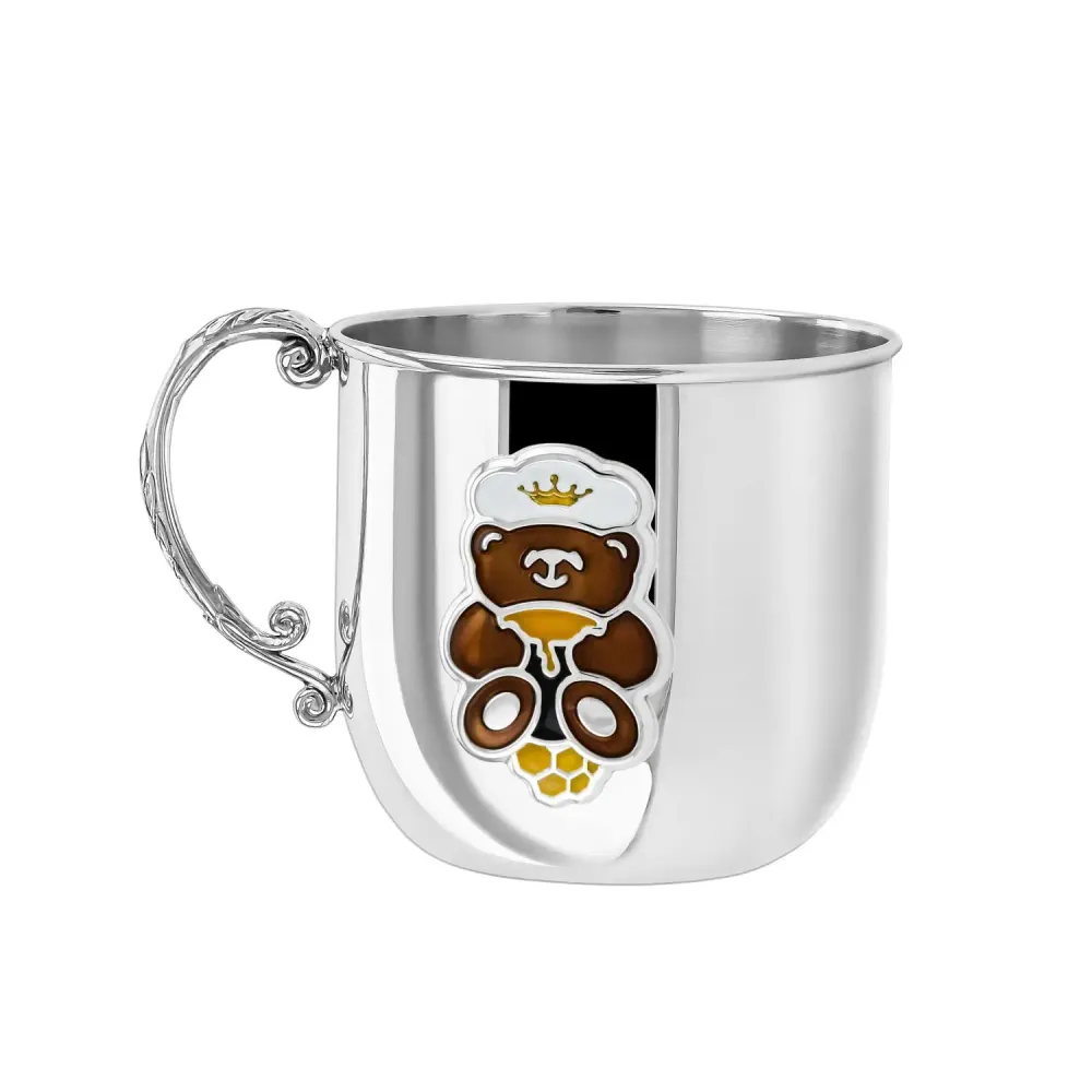 Teddybär Geschenkset 925 Silber – Tasse, Löffel & Teller gravierbar