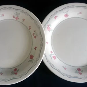 2er Set DESSERTTELLER - Keramik / Steingut, Barock Rand Flora Blumen Blüten Motiv Dekor