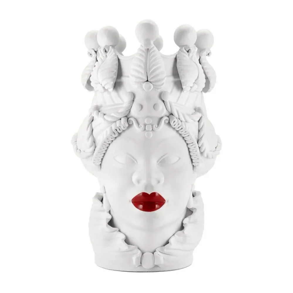 Abhika Vase Teste di Moro Lady mit Kussmund Rot | H 48 cm