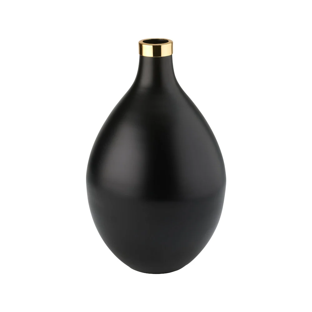 bauchige Vase SAIGON L schwarz- gold 40 cm