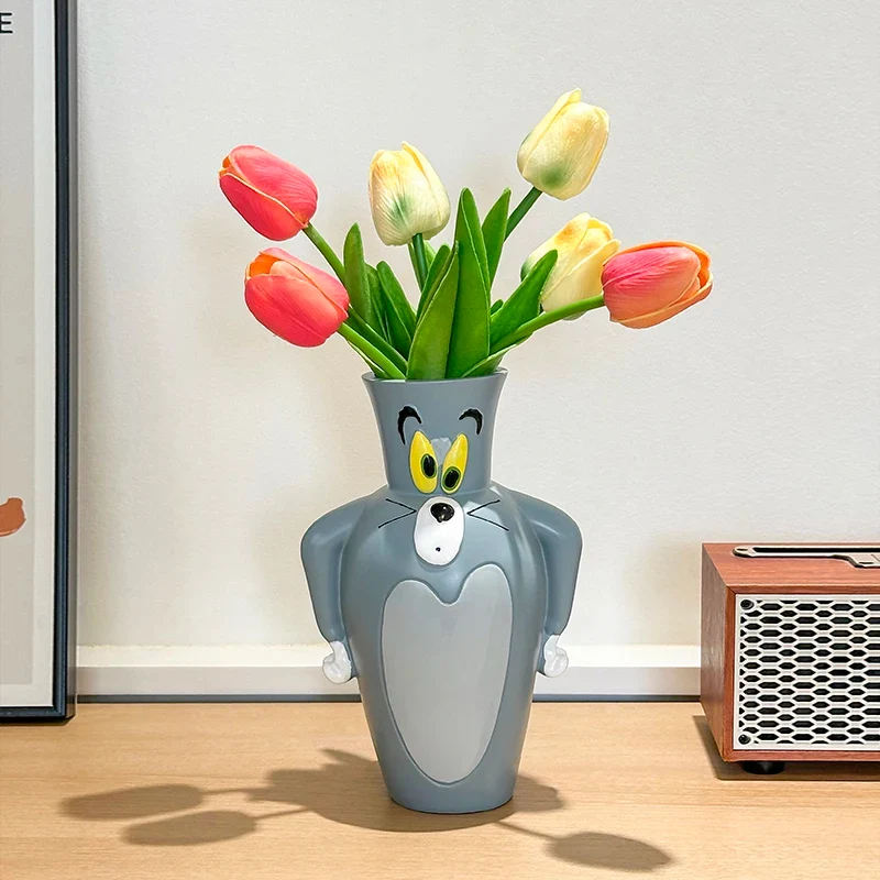 Cartoon Anime Tom Cat Vase Kreative Blumenarrangement Stifthalter Home Wohnzimmer Desktop Dekoration Geschenkzubehör