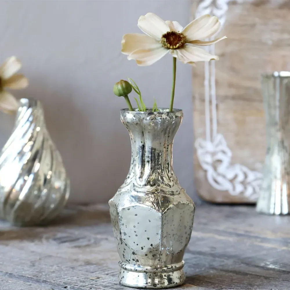 Chic Antique – Dekorative Vase Silberoptik | H12,5 cm