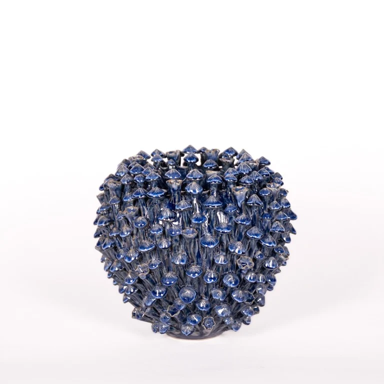 Des Pots | Vase blau skulptural H 24 Ø 26 cm