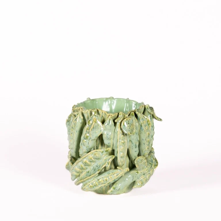 Des Pots | Vase grün mit Schoten H 16 Ø 18 cm