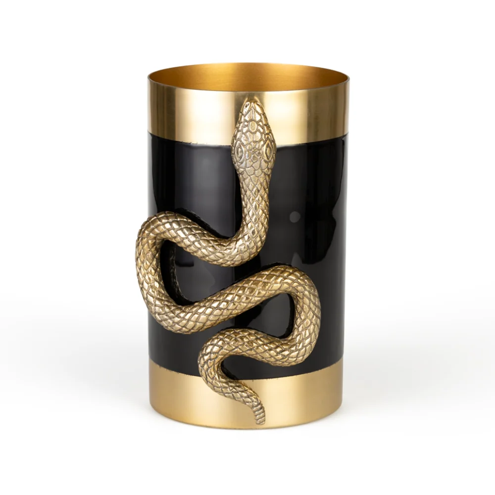 NEVER HURT SNAKE VASE schwarz mit gold