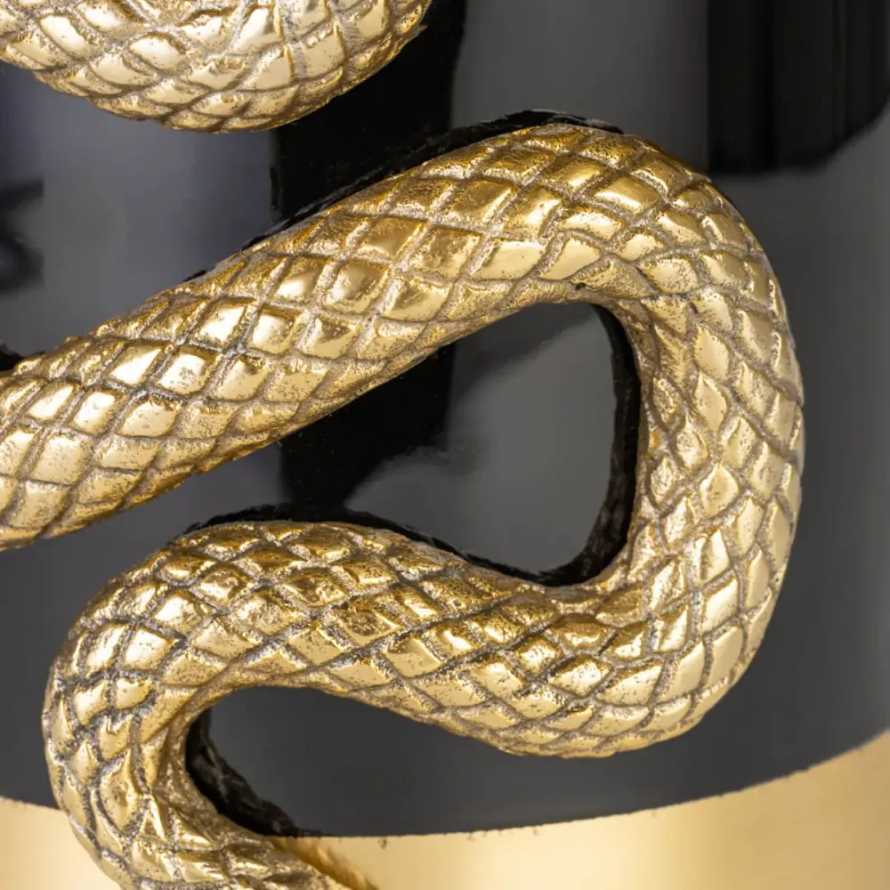 NEVER HURT SNAKE VASE schwarz mit gold
