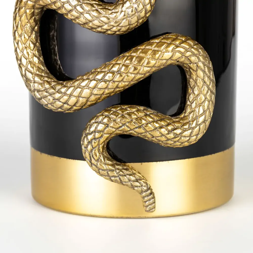 NEVER HURT SNAKE VASE schwarz mit gold