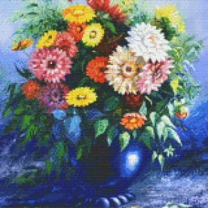 Pixelhobby Klassik Set - Frühlingsstrauß blauer Vase