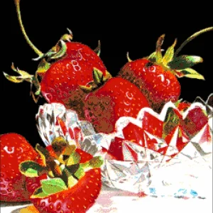 Stickpackung mit Perlen "Erdbeeren einer Vase"