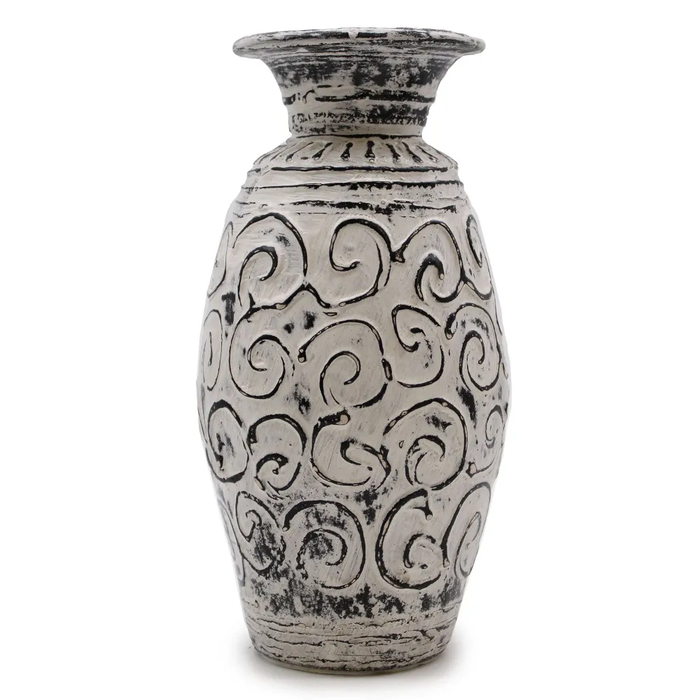 Vase, Boho-Creme-Wirbel