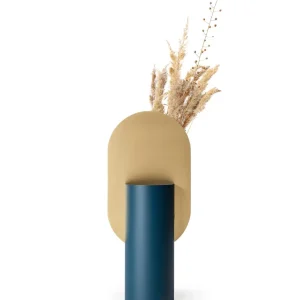 Vase GENKE blau mit Messing