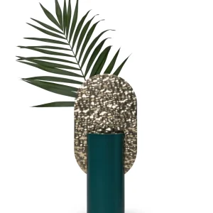 Vase GENKE - NUMMERIERTE EDITION grün mit Messing