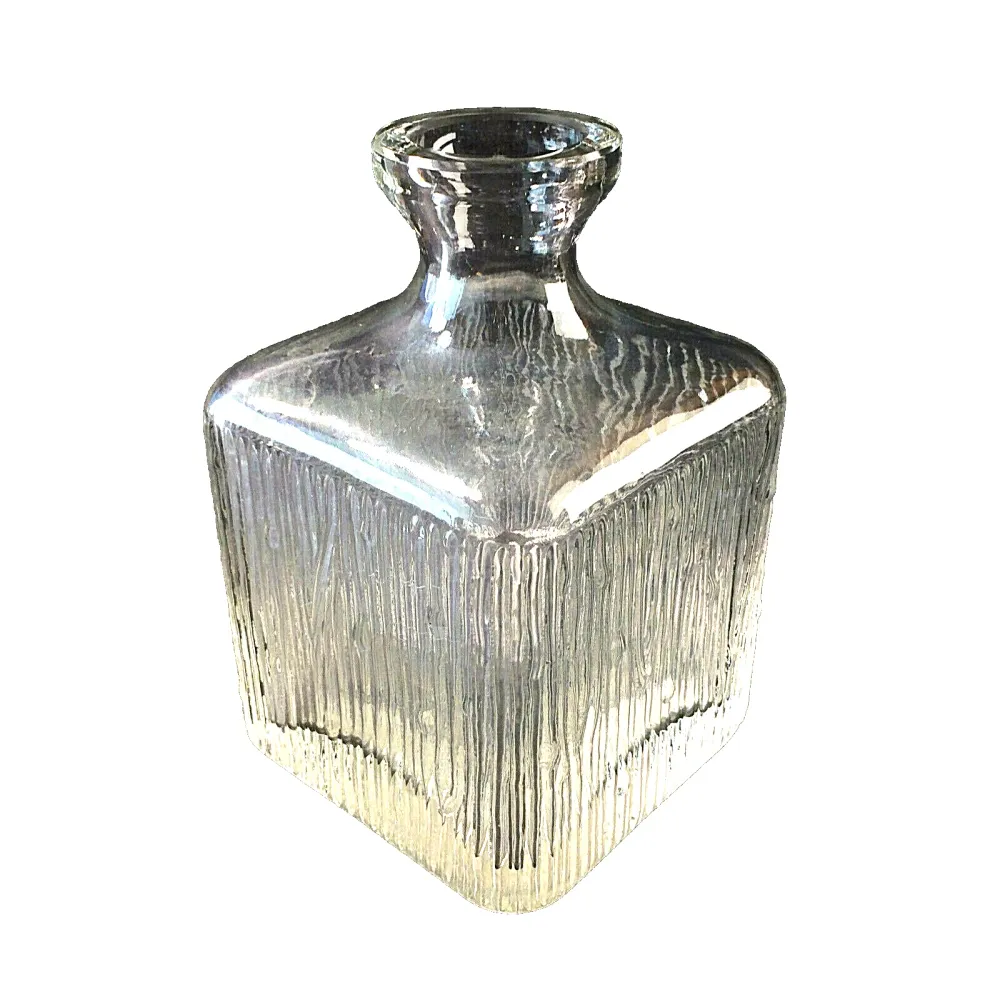 VASE Glasvase eckig 13 cm 50er 60er klar schwer Glas VINTAGE