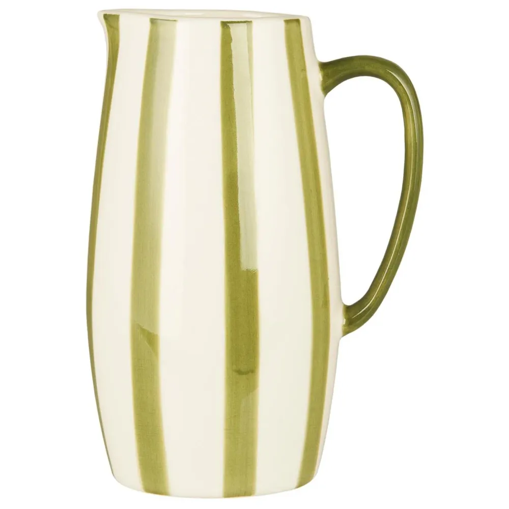 Vase Palermo mit Henkel glasiert & grüne Streifen