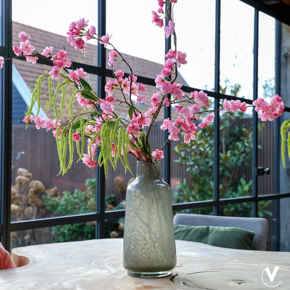 Vase World Elite Glasvase Grau – Handgefertigte Design Vase 35 cm Ø 18 cm