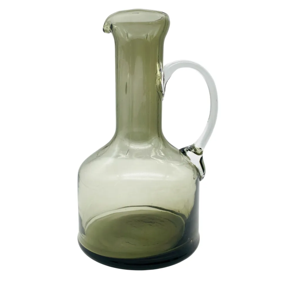 Vintage Rauchglas Karaffe Glas Kanne mit Griff 60er 70er Deko Vase