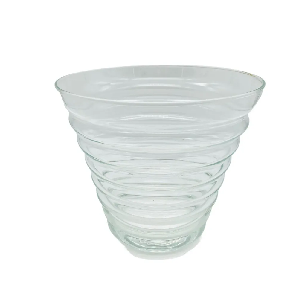 Vintage Vase Glas H 16 cm klar MID CENTURY Dekoration Blumenvase