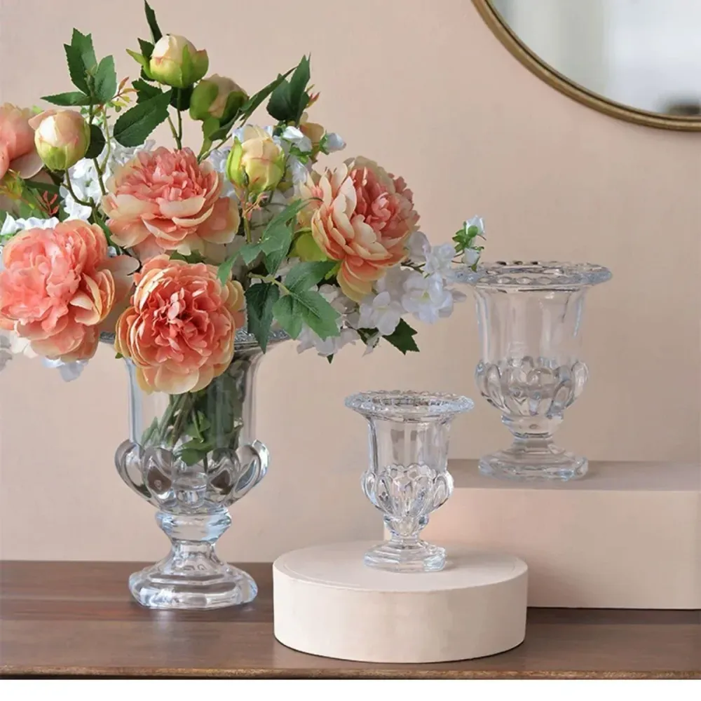 Vintage Wind Lampe Stielgläser Glas Vase Transparent Kristall Glas Blume Anordnung Wasser Wohnzimmer Dekoration