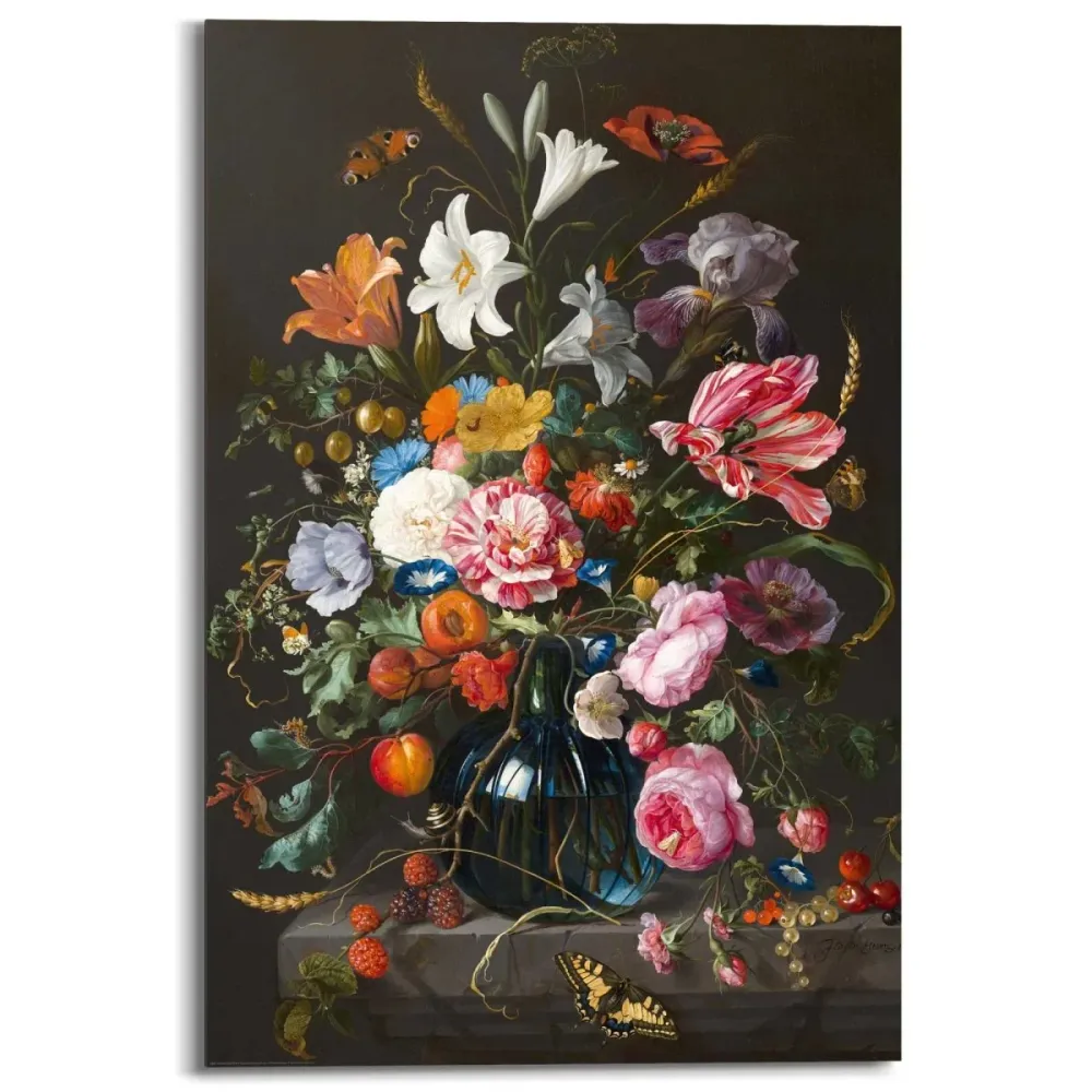 Wandbild De Heem Vase mit Blumen 90x60
