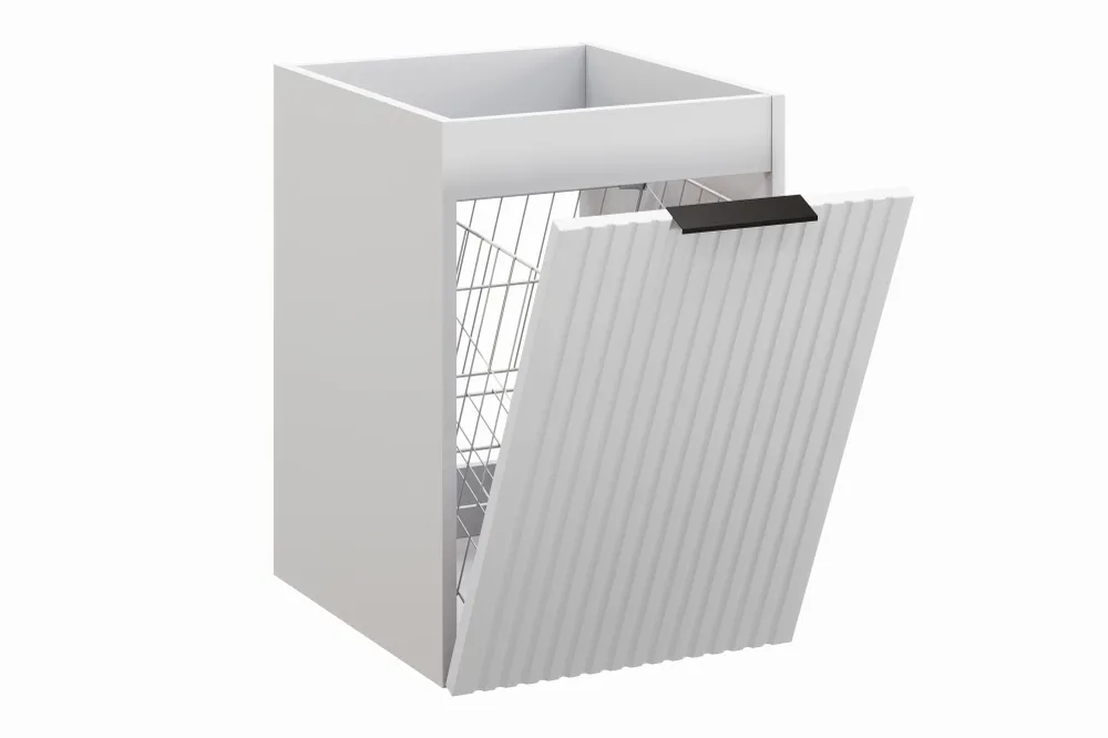 Adel Seitenschrank 40 cm mit Wäschekorb Weiß Matt