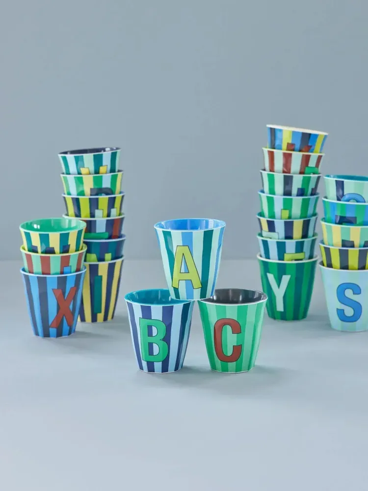 Mittelgroße Becher - Blau - F - Stripes