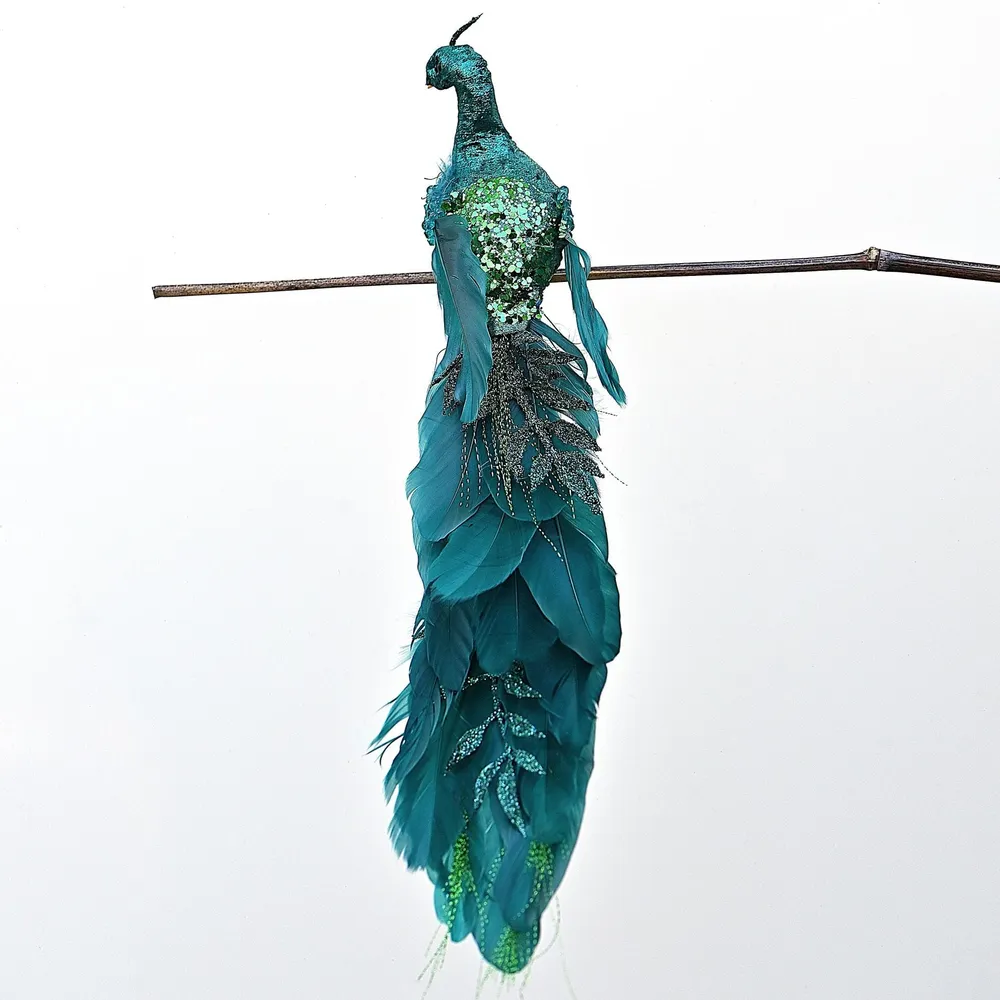 Exotischer Pfau auf Clip, 36 cm