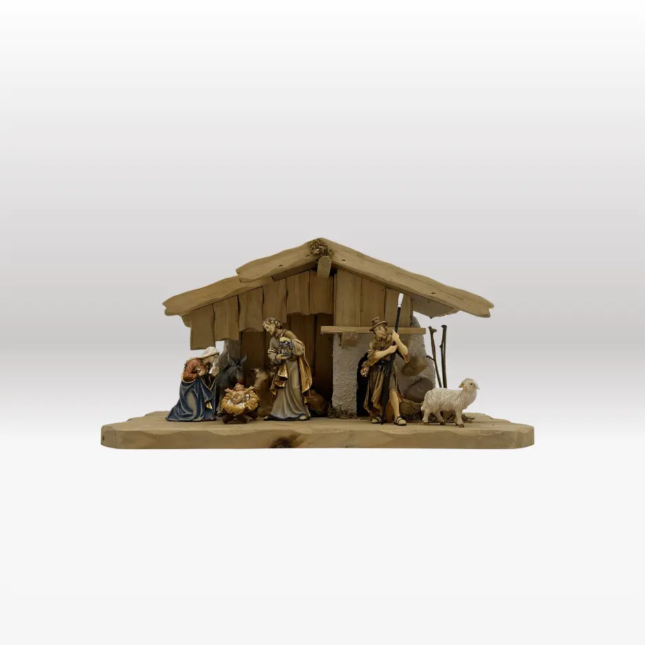 Krippenfiguren Set (7 Figuren) von Kostner mit Stall "Tirol"