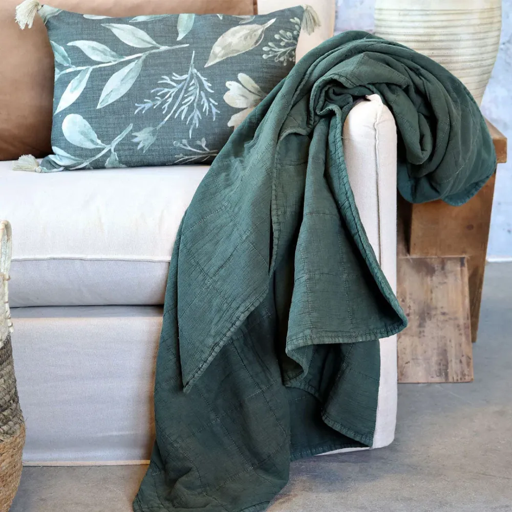 Chic Antique - Vintage Quilt Steppdecke forest green 130x180 cm
