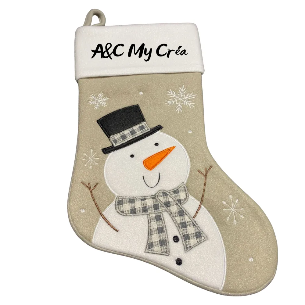 Personalisierter Weihnachtsstrumpf mit Vornamen (Schneemann)