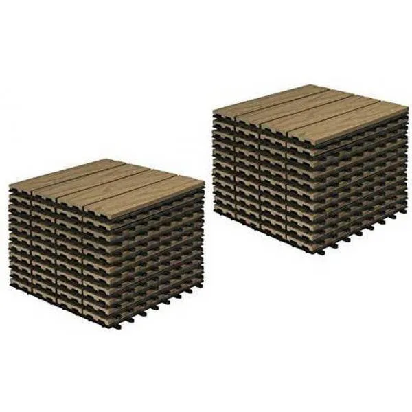 22er-Set WPC Balkonfliesen Holzoptik mit Relief hellbraun