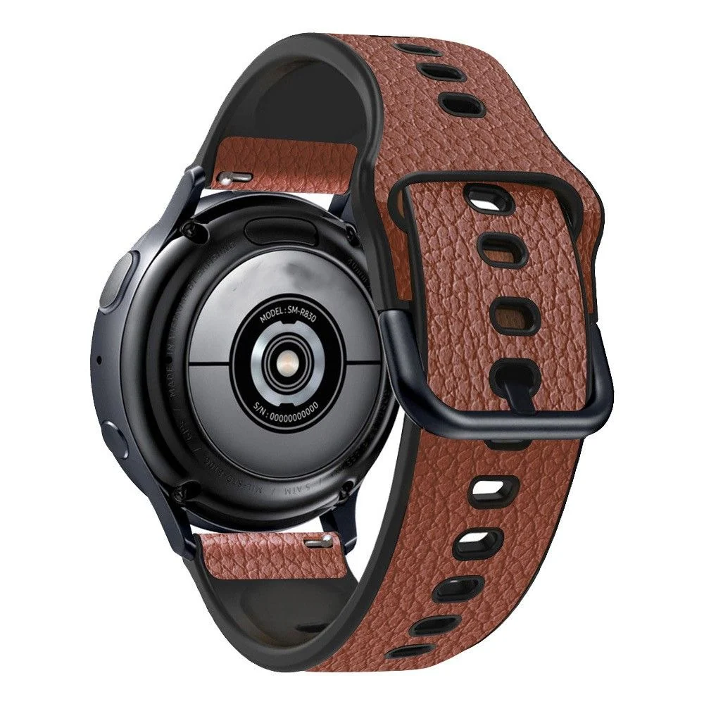 22mm Universal Litchi Textur Lederarmband - Hellbraun