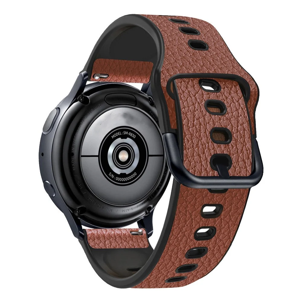22mm Universal Litchi Textur Lederarmband - Hellbraun