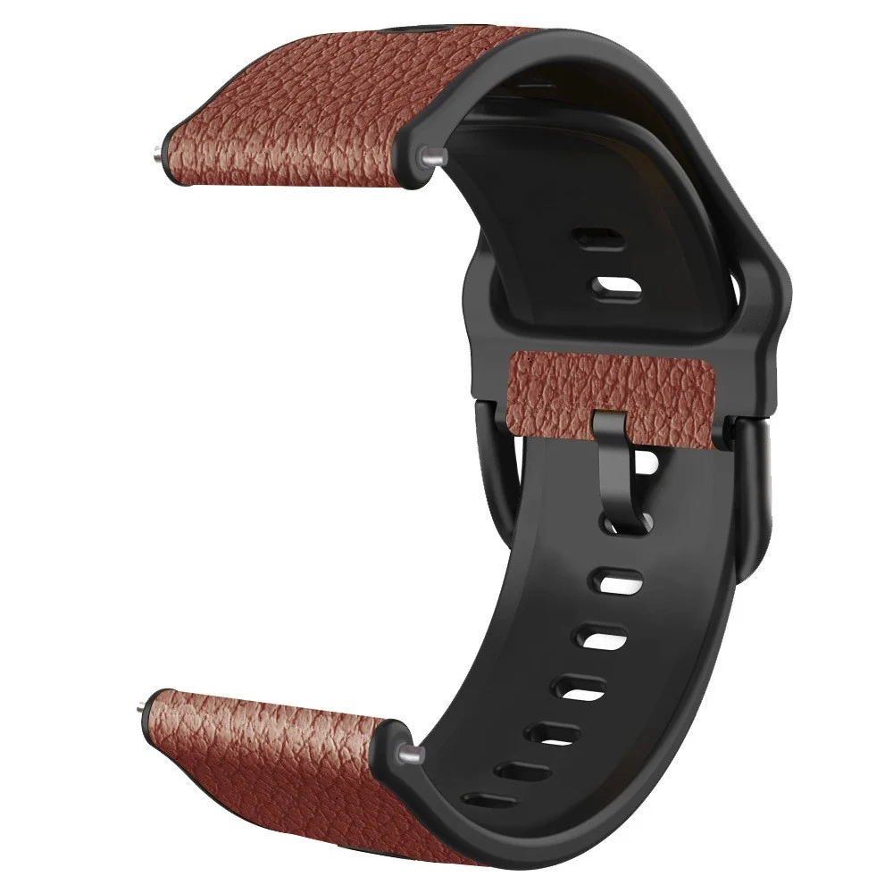 22mm Universal Litchi Textur Lederarmband - Hellbraun
