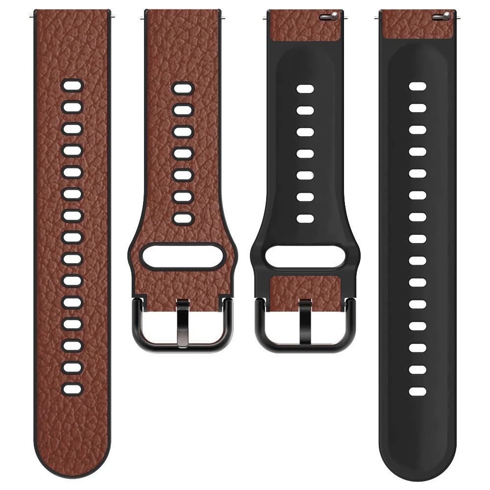 22mm Universal Litchi Textur Lederarmband - Hellbraun