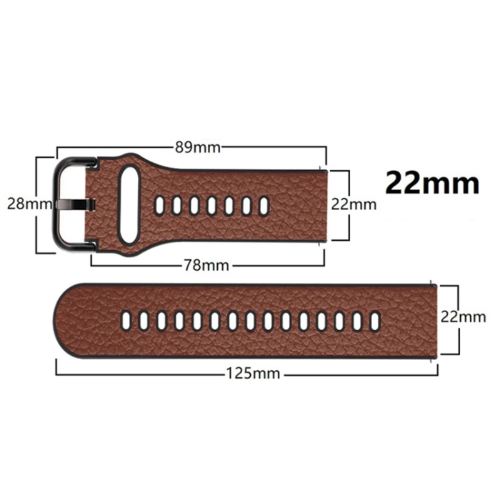 22mm Universal Litchi Textur Lederarmband - Hellbraun