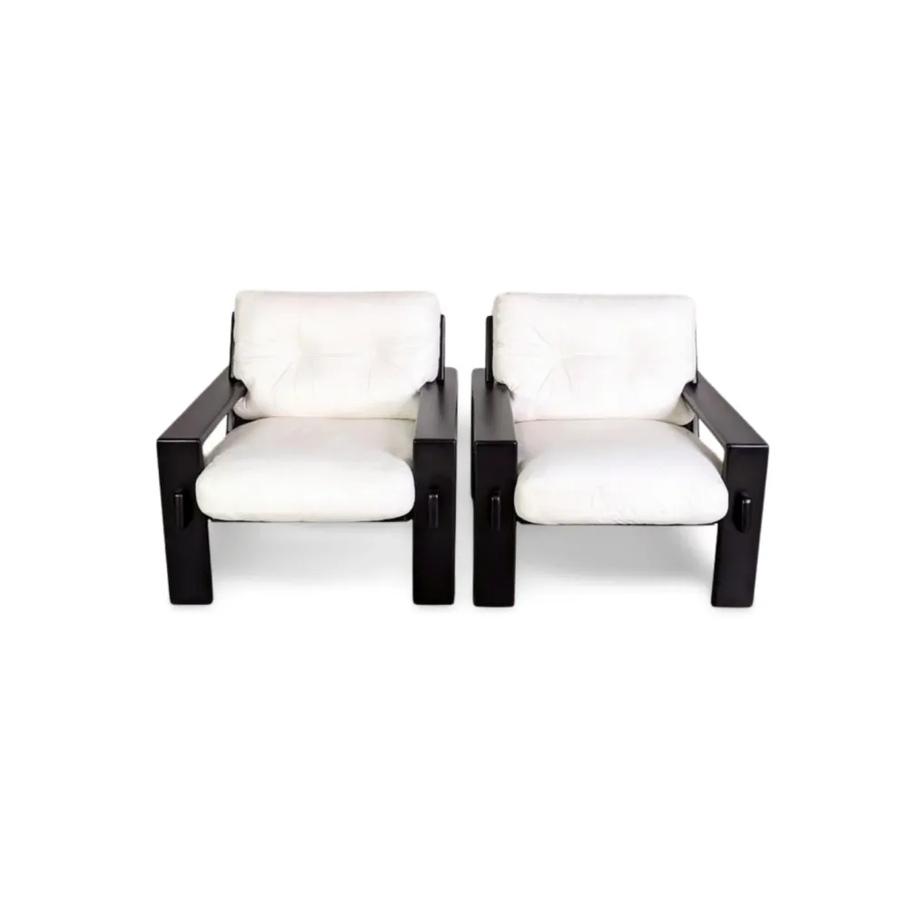 2er Set Original Sessel Asko Finnland Esko Pajamies Leder Armchair